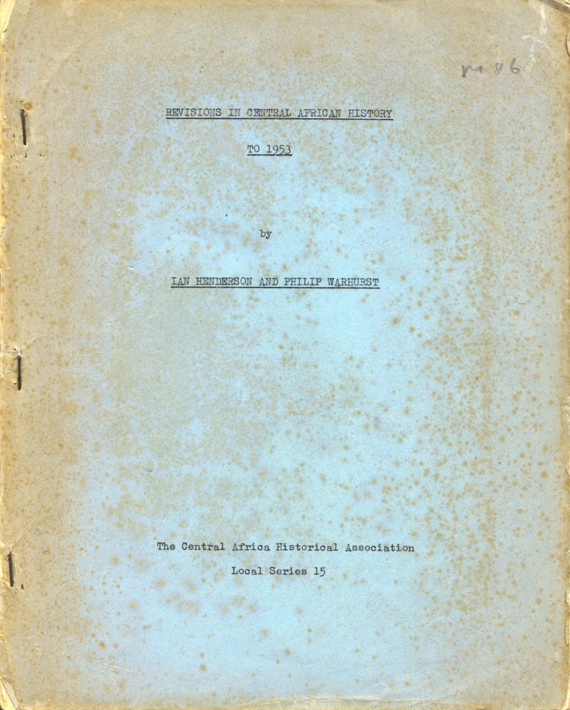 Revisions In Central African History to 1953